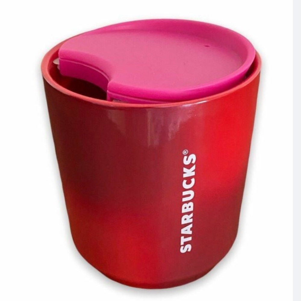 Starbucks Holiday 2021 Ceramic Red Ombre Travel Mug W/ Lid ✨ 8 Oz NWOT